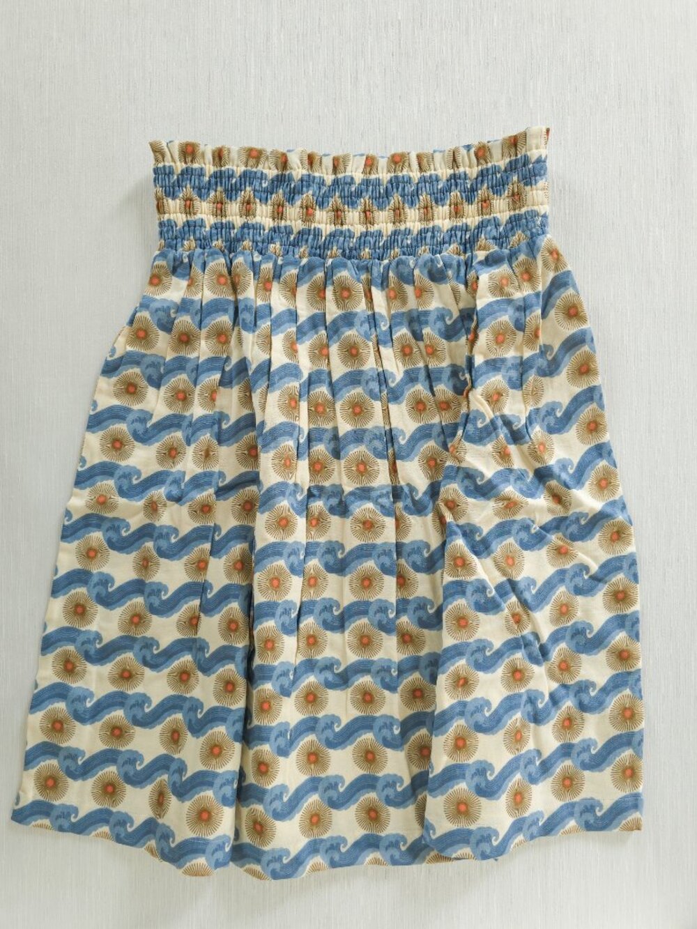 Kate Quinn Women's Ocean Sun Shirred Skirt 100% Organic Cotton Gauze KQ - Picture 5 of 8